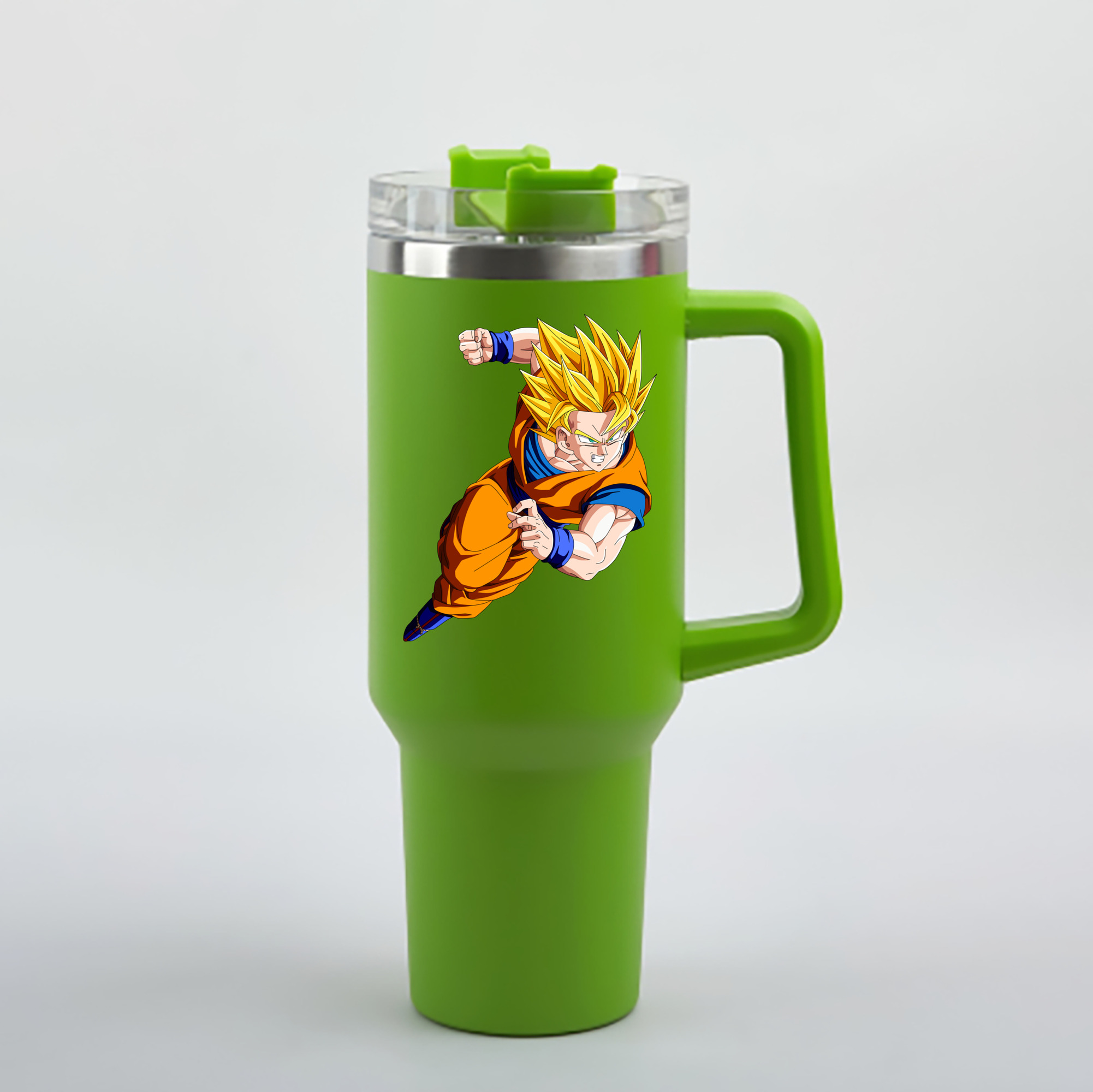 （画像用） ドラゴンボール 孫悟空（そん ごくう）Son Goku カカロット DRAGON BALL Kakarotto 1200mL車用タンブラー - クリスタルステッカー（プラスチックストロー付き）